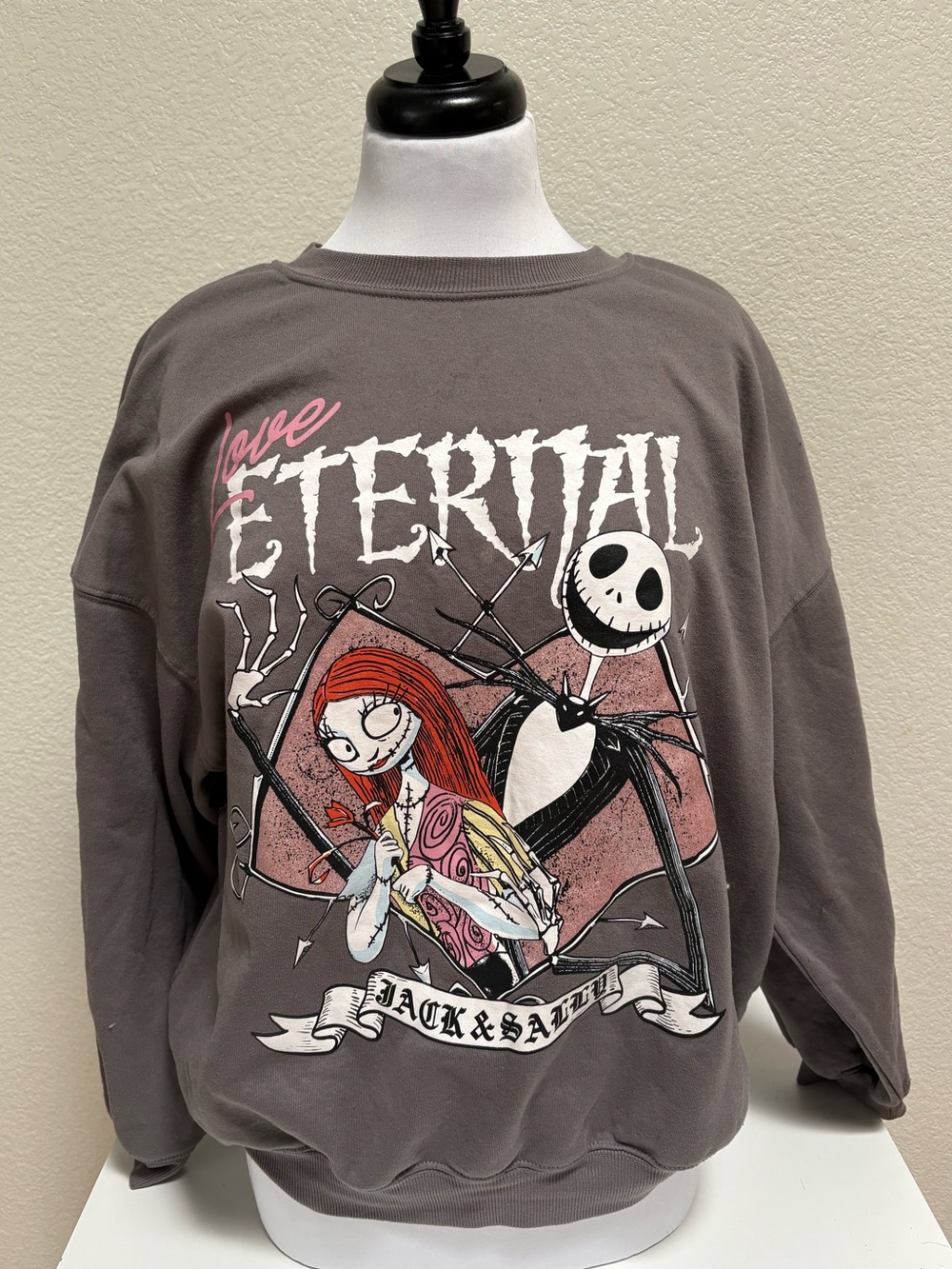 The Nightmare Before Christmas 'Love Eternal' Graphic Sweatshirt - Gray